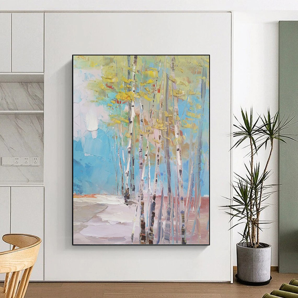 “Colorful Birch Forest” - Impressionist Landscape Painting On Canvas PT1300