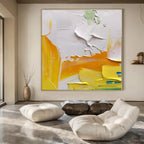 White, Yellow, Blue with Bold Textures "Sunny Textures" Abstract Painting On Canvas PS1346