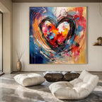 Vivid Colors with Heart - Shaped Abstraction "Colorful Heartbeat" Abstract Painting On Canvas PS1273