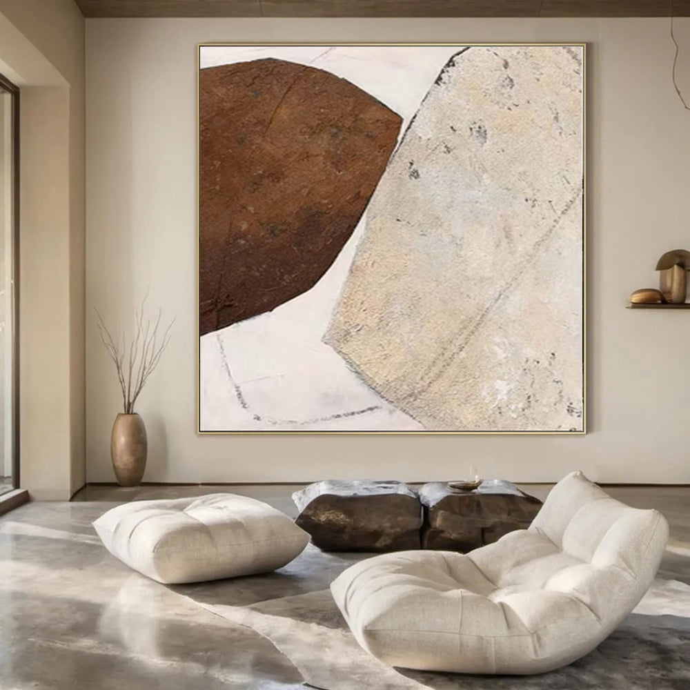 “Brown - Beige Textured Abstract” - Earthy Abstract Painting On Canvas PS0171