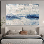 “Blue and White Textured Sea” - Impressionistic Oil Painting On Canvas DKS791