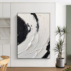 “Swirling Black - White Textures” - Abstract, Dynamic - Textured Painting On Canvas PT1677