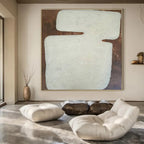 Off - White and Brown, "Rustic Charm" – Textured Abstract Painting On Canvas PS1000