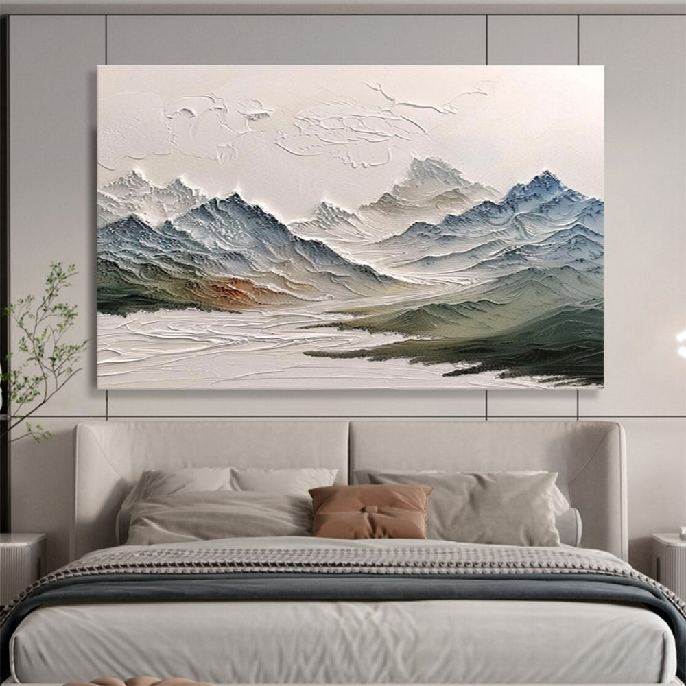 “3D Textured Mountain Range” - Sculptural Landscape Painting On Canvas DKS462