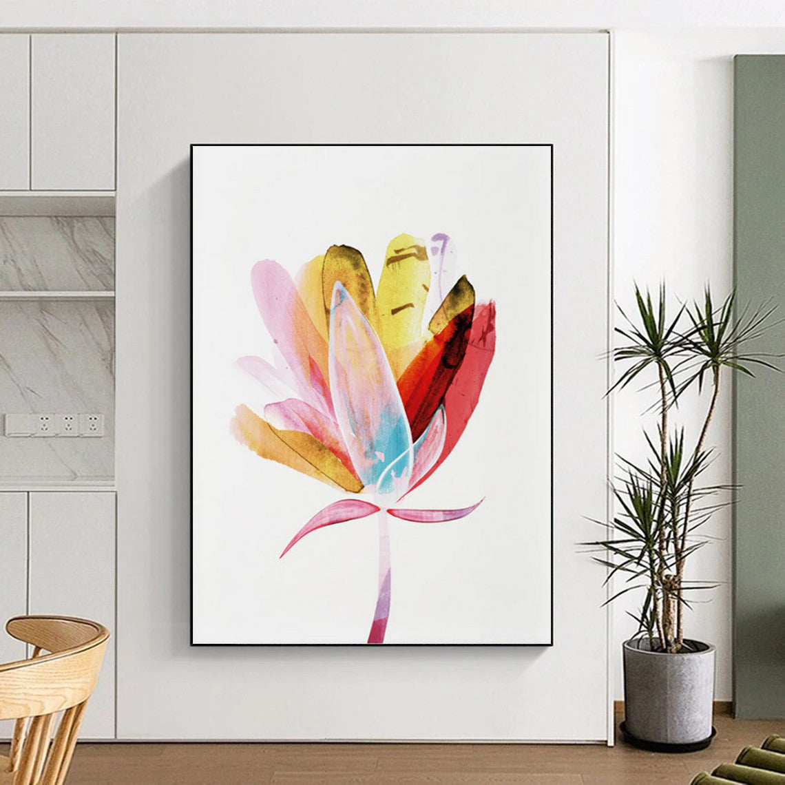 “Colorful Watercolor Flower” - Vibrant Hues with Fluid Petals Painting On Canvas DS215