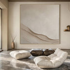 Textured Beige Waves "Subtle Flow" Impasto Painting On Canvas PS1093