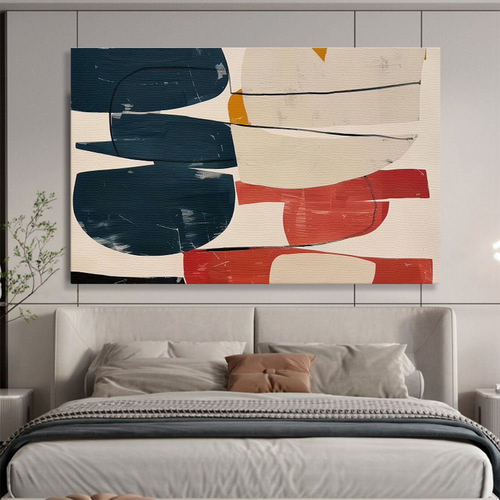 Color - Blocked Abstract Shapes Modernist Abstract Painting On Canvas DKS140