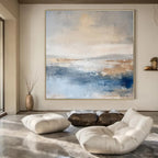 Beige, Blue, Brown with Abstract Horizons "Abstract Horizons" Abstract Painting On Canvas PS1340
