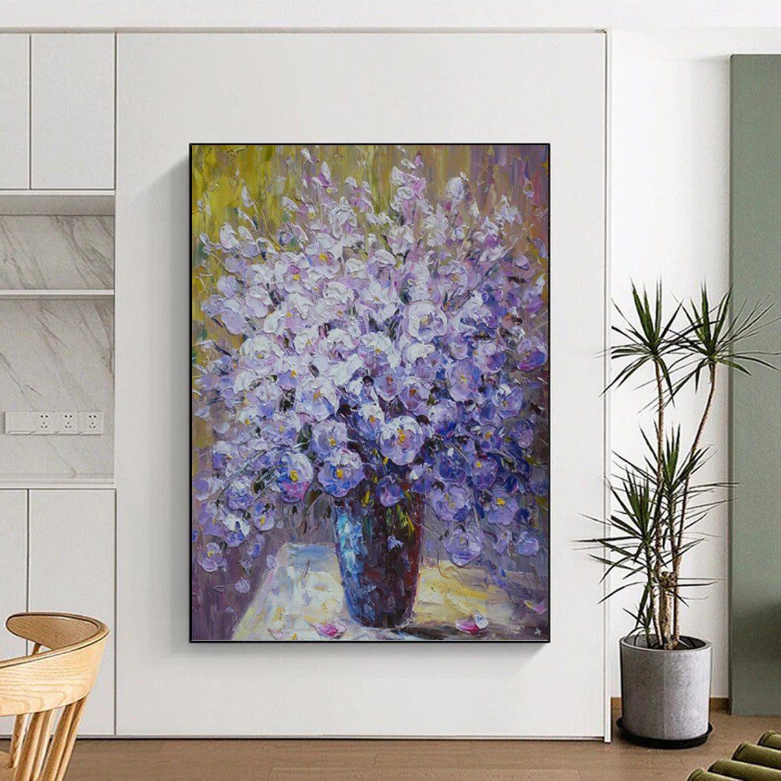 “Purple - Blue Flower Bouquet” - Impressionist Floral Painting On Canvas PT1346