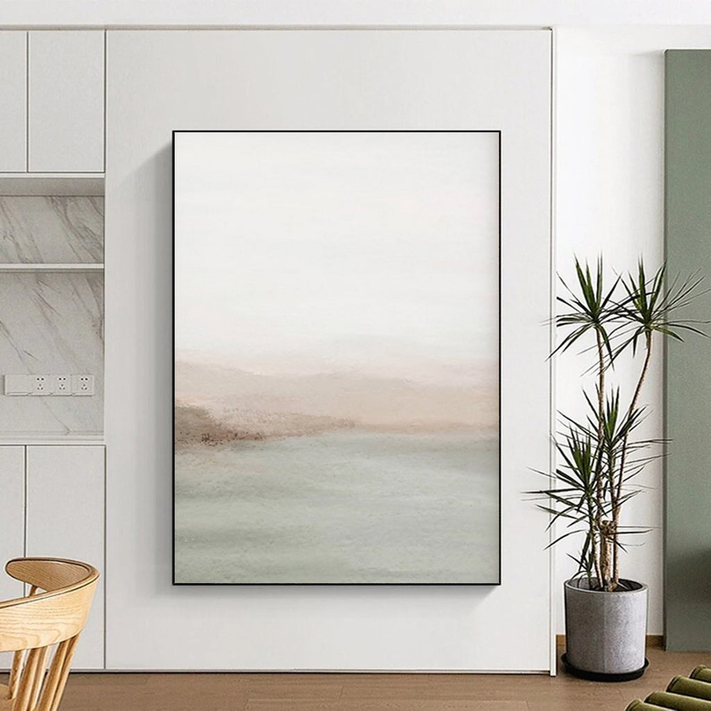 “Blush - Green Watercolor Coastal Haze” - Watercolor Painting On Canvas PT2063