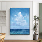 “Blue Sky and Ocean Calm” - Realist Seascape Painting On Canvas PT1890