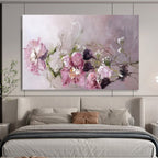 “Pink Flowers with Baby’s Breath” - Romantic Floral - Painting On Canvas PT1762