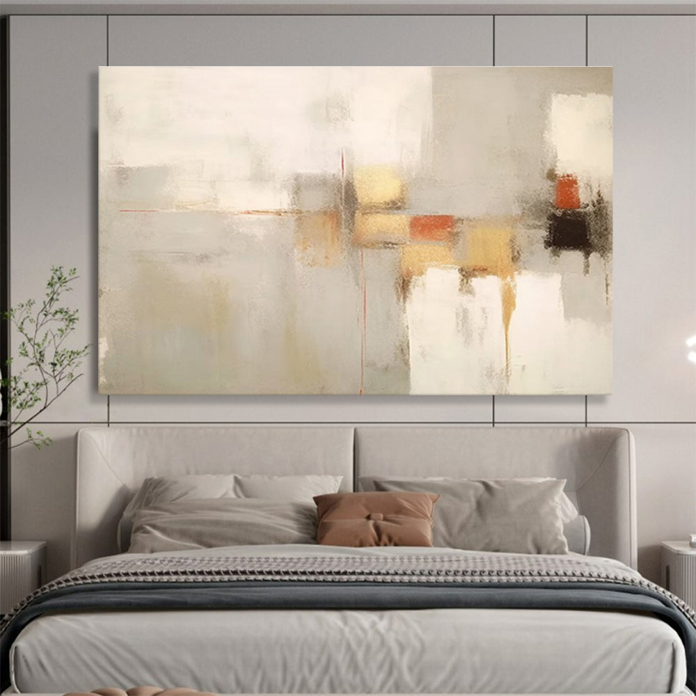 Soft Gray Abstract with Subtle Accents - Minimalist Painting On Canvas DKS348