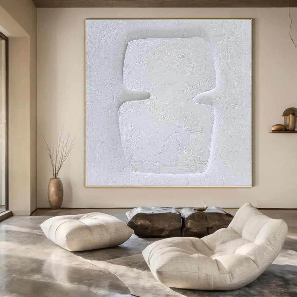 All - White Textured, "Pure Silhouette" – Textured Abstract Painting On Canvas PS0994