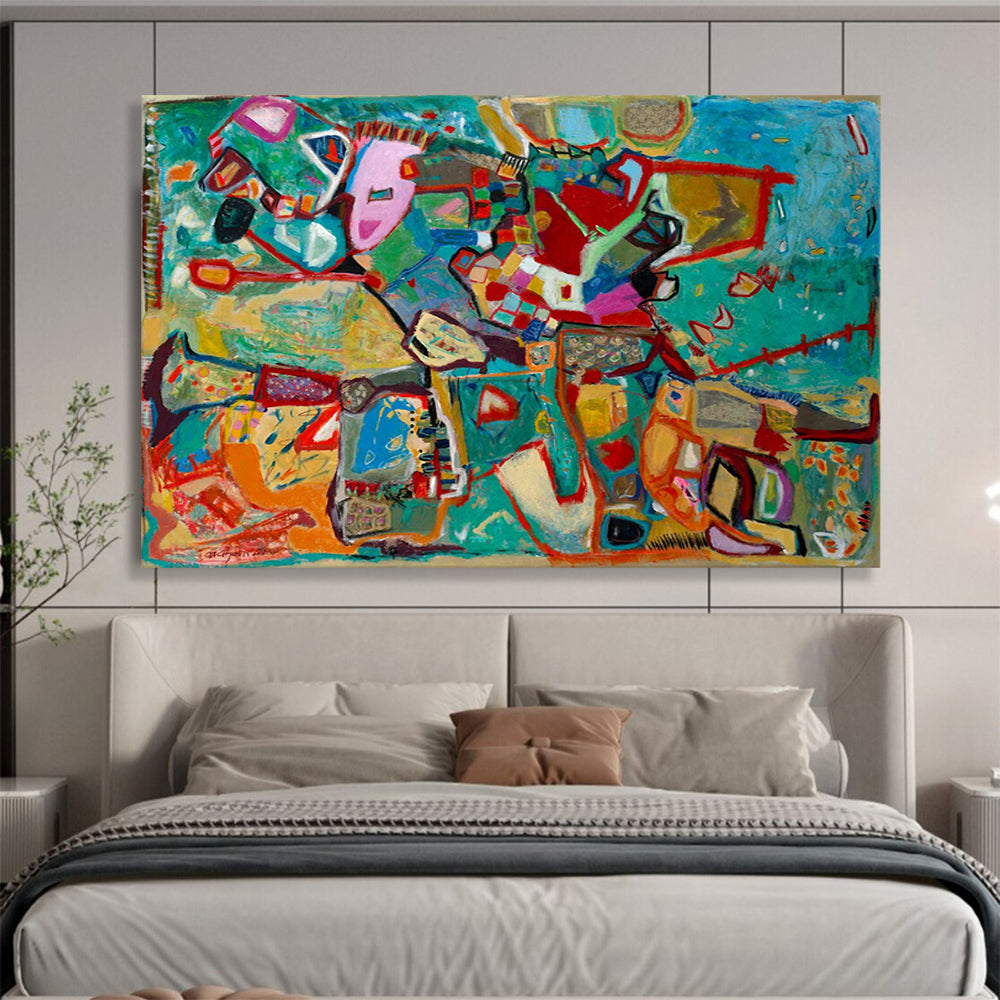 “Colorful Abstract Chaos” - Cubist - Inspired Painting On Canvas PT233