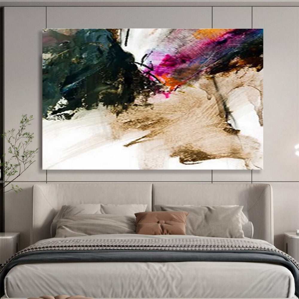 Expressive Color Splash Abstract - Free - form Painting On Canvas DKS376