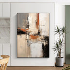 Neutral Tones Abstract Cityscape Painting On Canvas DS112