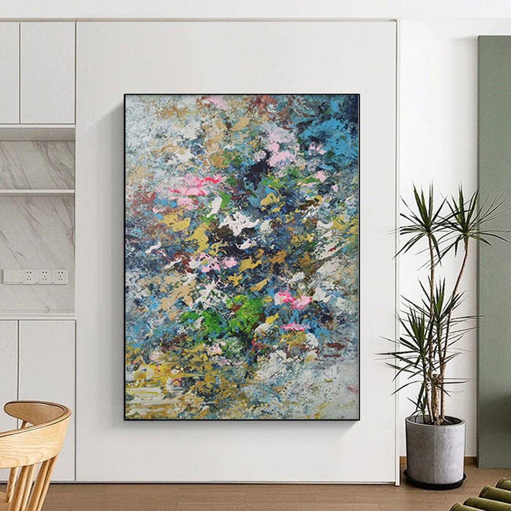 “Colorful Abstract Floral Burst” - Abstract Impasto Painting On Canvas PS0017