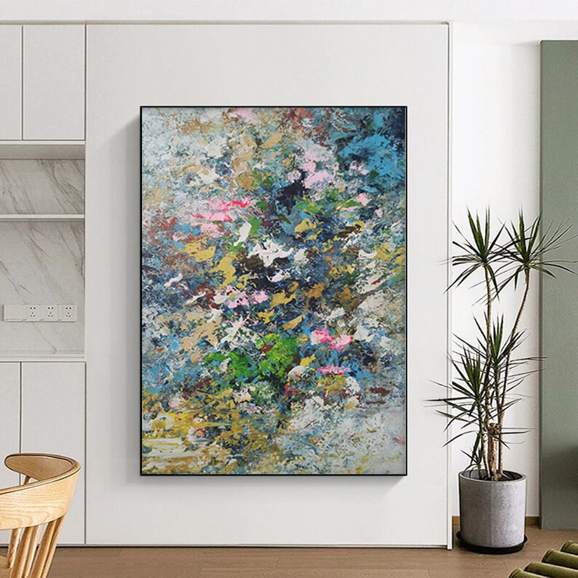 “Colorful Abstract Floral Burst” - Abstract Impasto Painting On Canvas PS0017