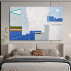 “Blue and White Geometric Abstract” - Abstract Painting on Canvas DKS571