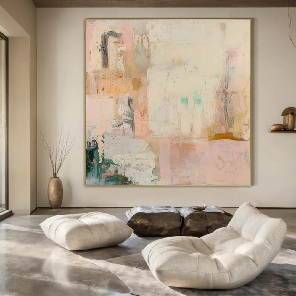 Soft Pink and Beige, "Blush Tones" – Abstract Color - Field Painting On Canvas PS0942