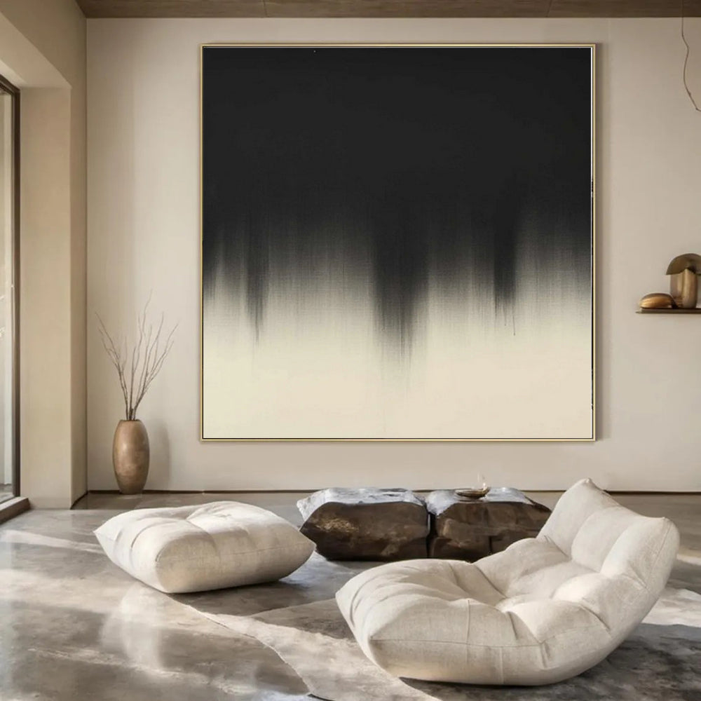 “Black - White Gradient” - Subtle Abstract Painting On Canvas PS0156