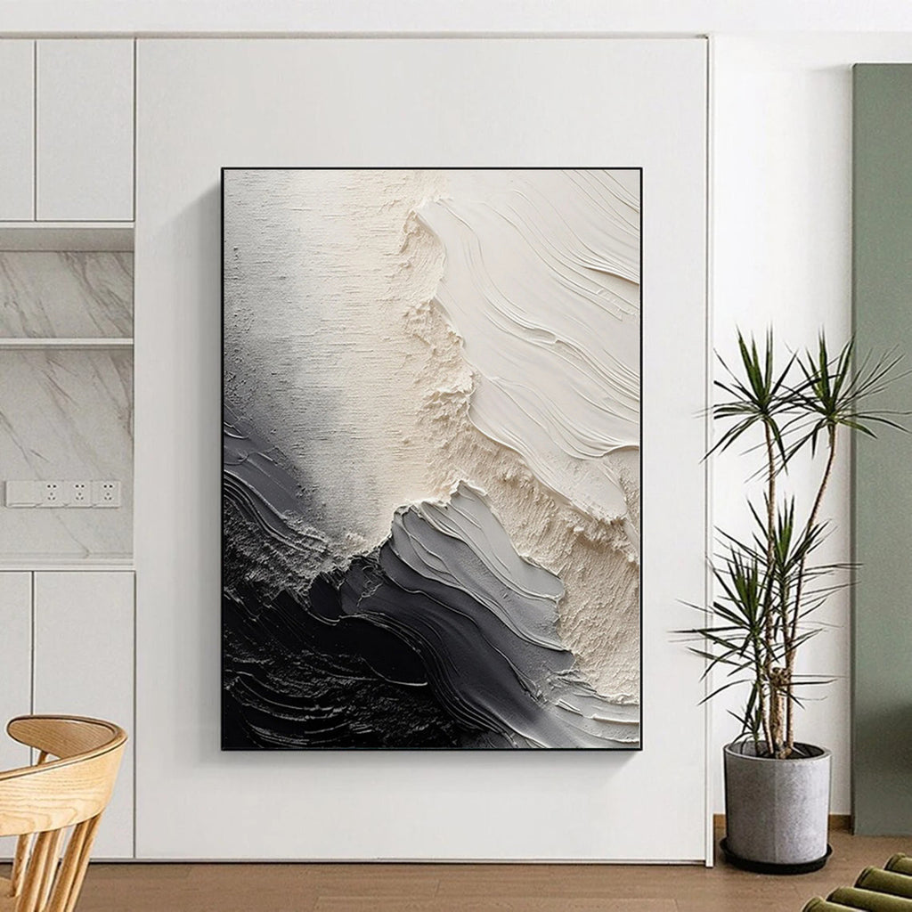 “Monochrome Textured Abstract” - Minimalist Abstract Painting On Canvas PS0081