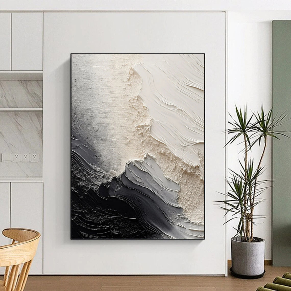 “Monochrome Textured Abstract” - Minimalist Abstract Painting On Canvas PS0081
