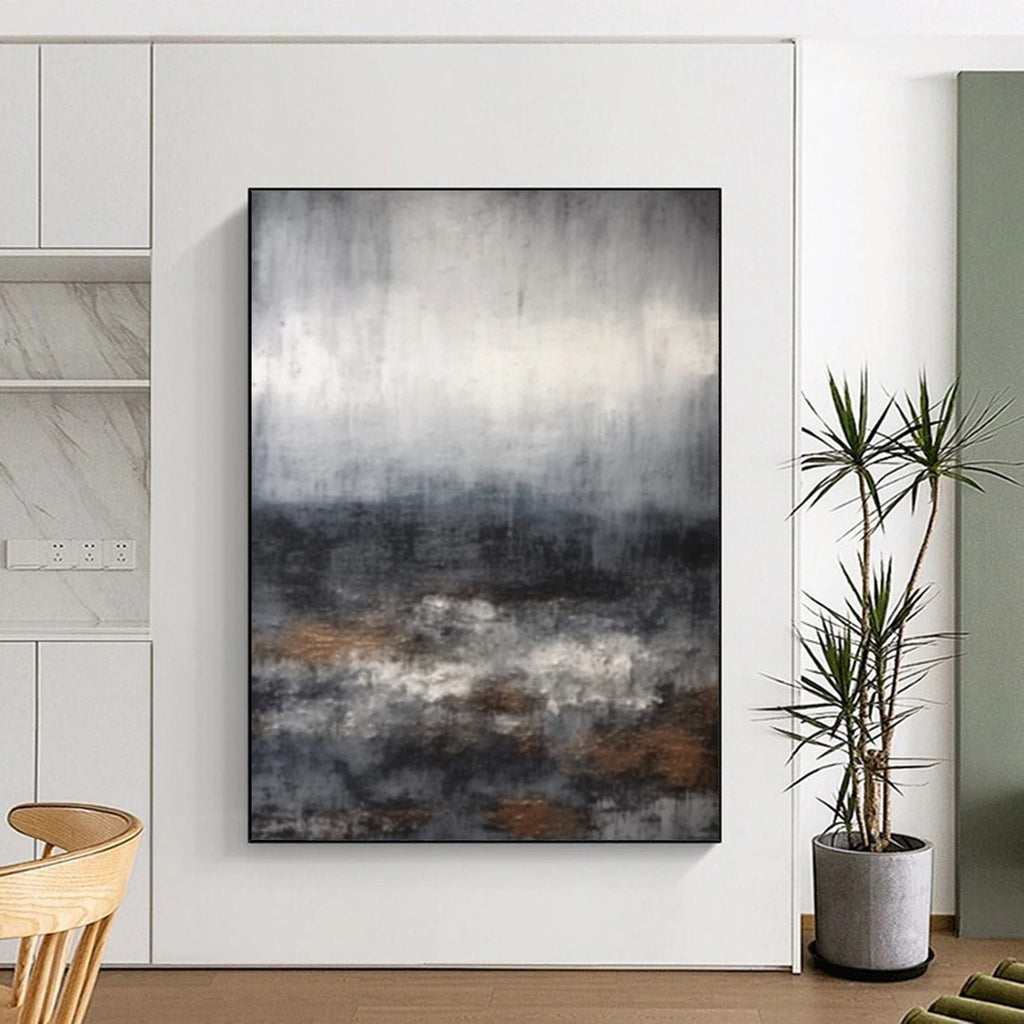 “Grey - Toned Abstract Landscape” - Moody Landscape - Inspired Painting On Canvas DS368