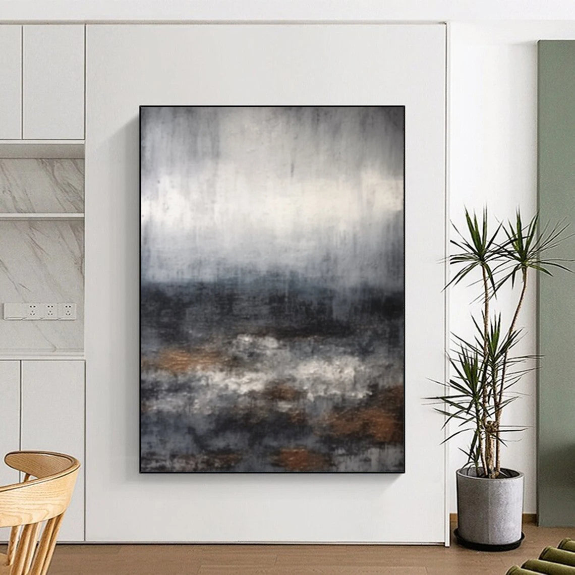 “Grey - Toned Abstract Landscape” - Moody Landscape - Inspired Painting On Canvas DS368