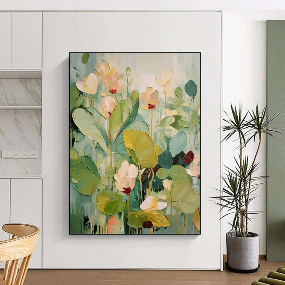 Pastel Floral Garden Textured Painting On Canvas DS084