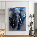 “Blue - Gray Elephant” - Animal, Expressive - Styled Painting On Canvas PT1610
