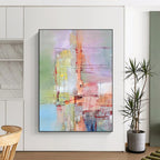 “Pastel Abstract Composition” - Abstract Expressionist Painting On Canvas PT2259