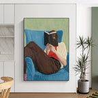 “Reading Figure in Blue Chair” - Serene Figurative Painting On Canvas DS303