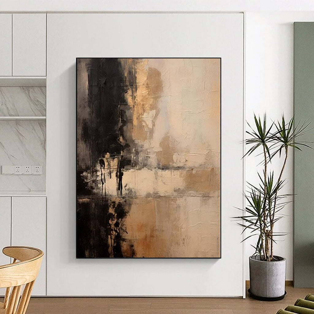 “Earthy - Toned Abstract with Subtle Silhouettes” - Impressionistic Abstract Painting On Canvas PS0252
