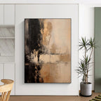 “Earthy - Toned Abstract with Subtle Silhouettes” - Impressionistic Abstract Painting On Canvas PS0252