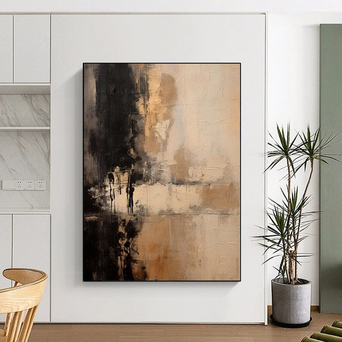 “Earthy - Toned Abstract with Subtle Silhouettes” - Impressionistic Abstract Painting On Canvas PS0252
