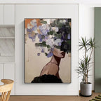 “Flower - Headed Figure” - Whimsical Figurative Painting On Canvas DS309