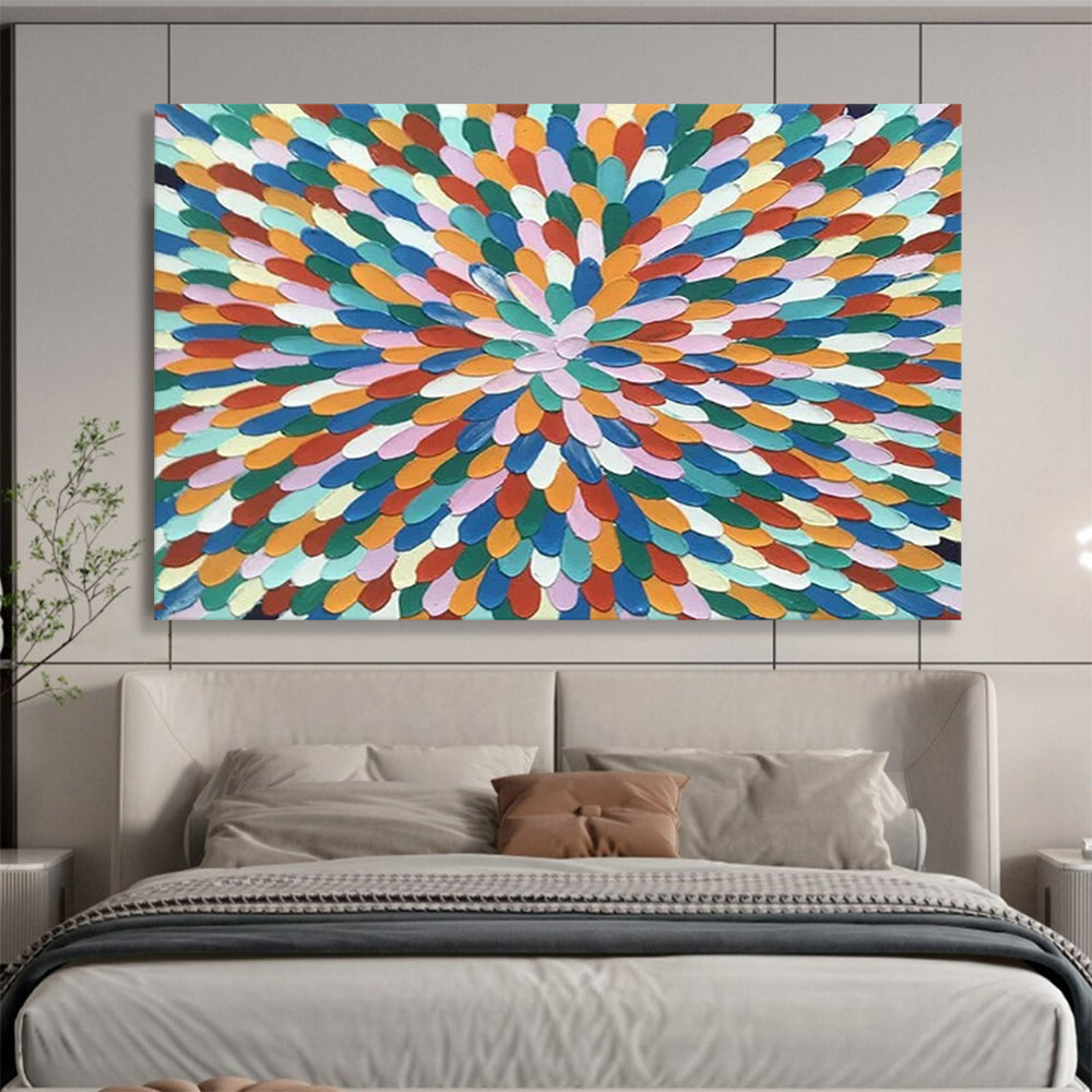 “Rainbow - Colored Mandala” - Abstract Geometric - Painting On Canvas PT1743