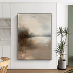 “Muted Gray - Brown Landscape Haze” - Atmospheric Abstract Painting On Canvas PT1874