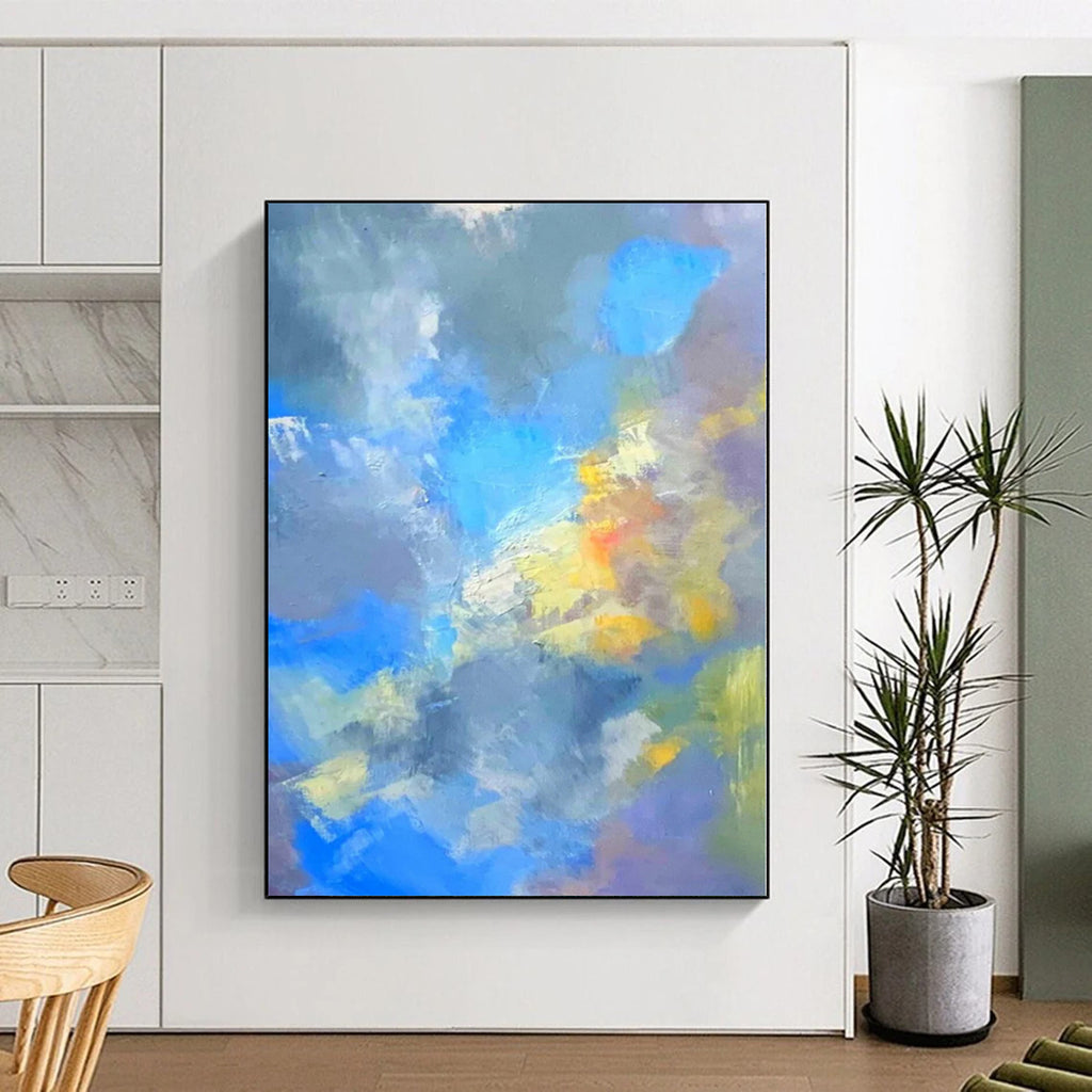 “Blue - Gray Abstract Clouds” - Serene Abstract Painting On Canvas PS0223