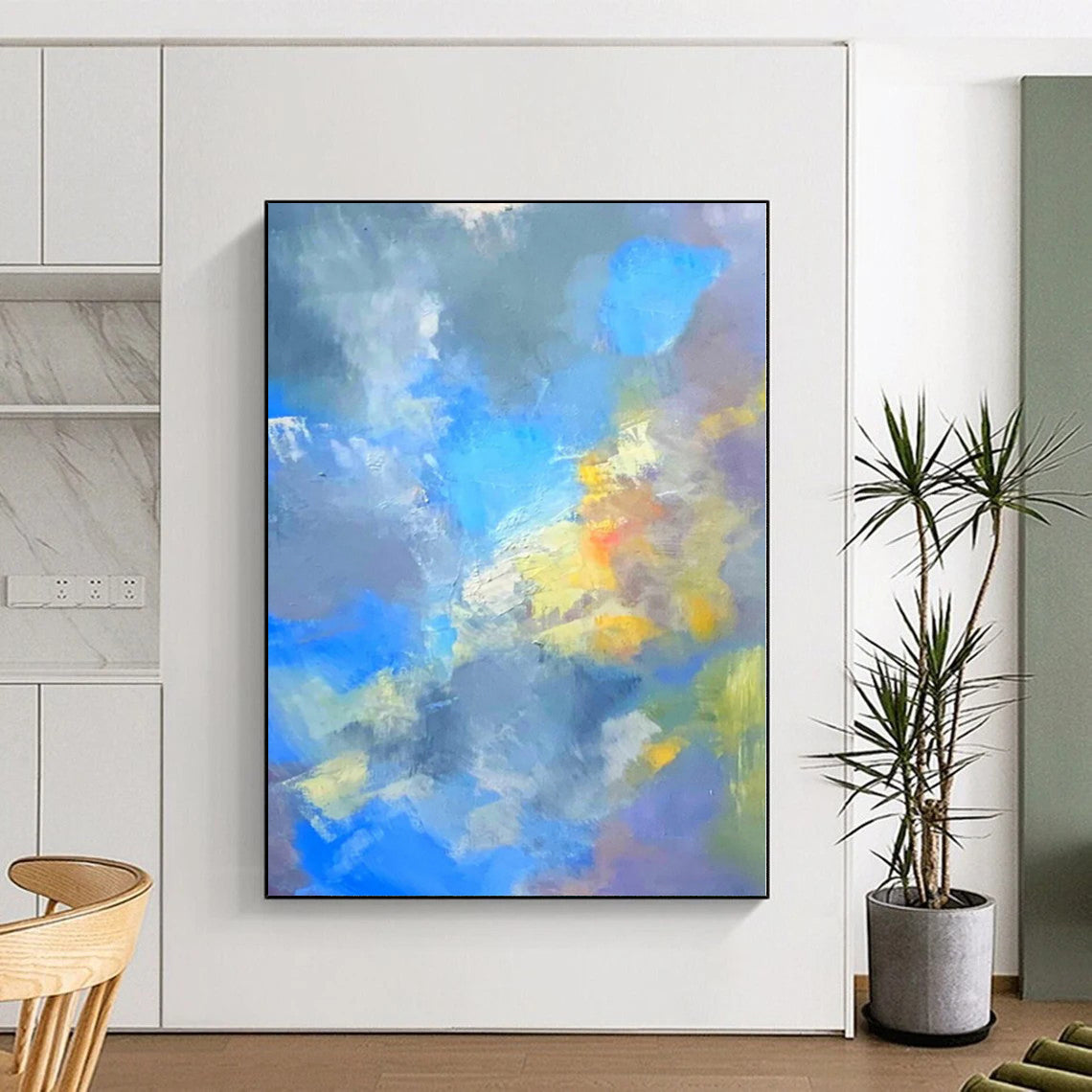“Blue - Gray Abstract Clouds” - Serene Abstract Painting On Canvas PS0223