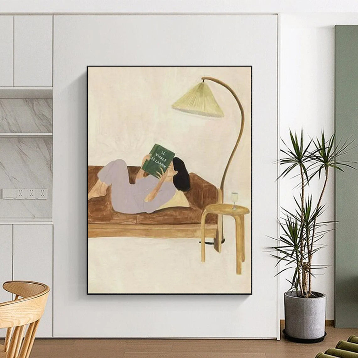 Cozy Reading Nook, Whimsical Figurative, Matisse - Inspired Palette, Painting On Canvas PT2107