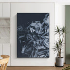 “Indigo Floral Abstraction” - Layered Plant Forms Painting On Canvas DS240