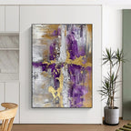 “Purple - Gold Fusion” - Intricate Metallic & Purple Layers Painting On Canvas DS135