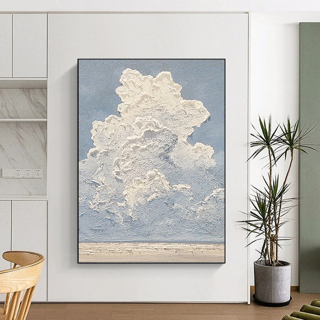 “Blue - White Textured Clouds” - Impasto Landscape Painting On Canvas PT1142