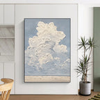 “Blue - White Textured Clouds” - Impasto Landscape Painting On Canvas PT1142