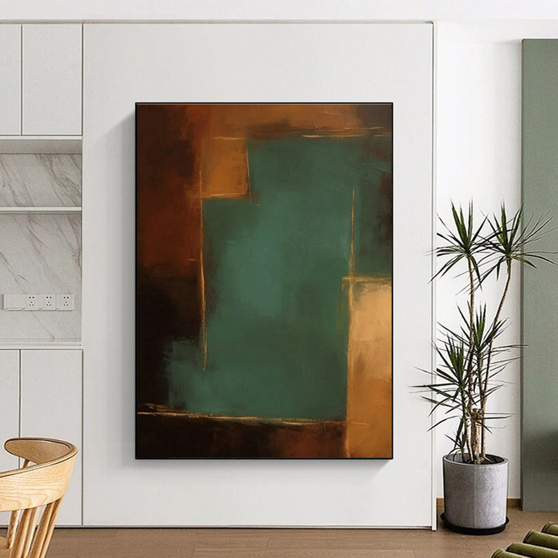 “Teal - Brown Abstract Contrast” - Teal, Brown Abstract Color - Block Painting PS0601