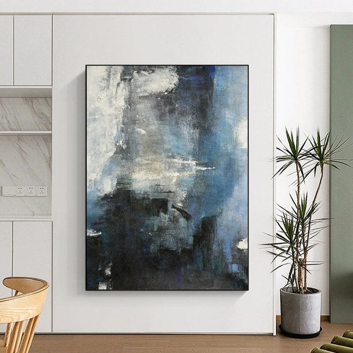“Blue - Gray Abstract” - Abstract Expressionist Painting On Canvas PT2335