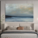 “Moody Seaside Landscape in Cool Tones” - Atmospheric Oil Painting On Canvas PT022